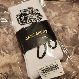 Darc Sport White Crew Socks with Black Graphic